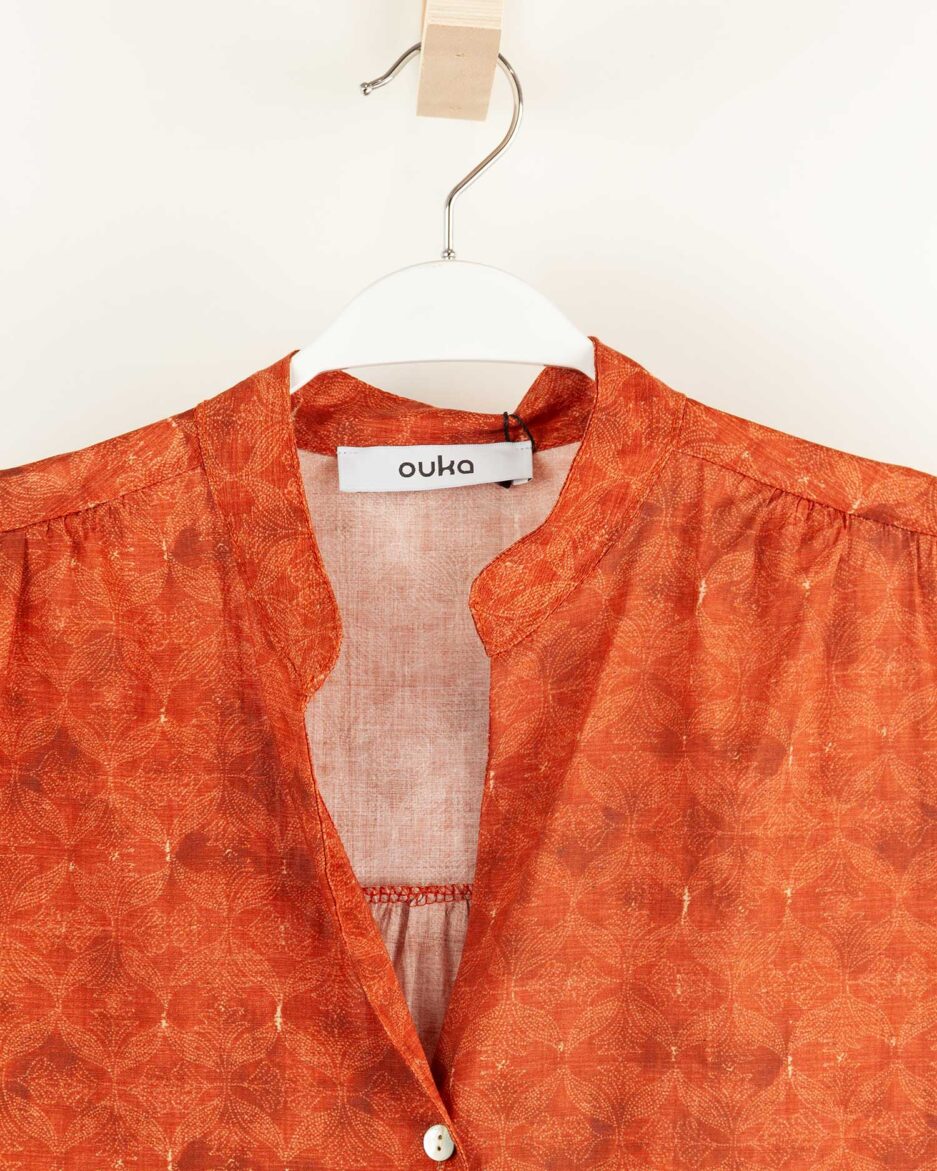 Blusa Mujer Ouka | Estampado Delicado y Manga con Volante
