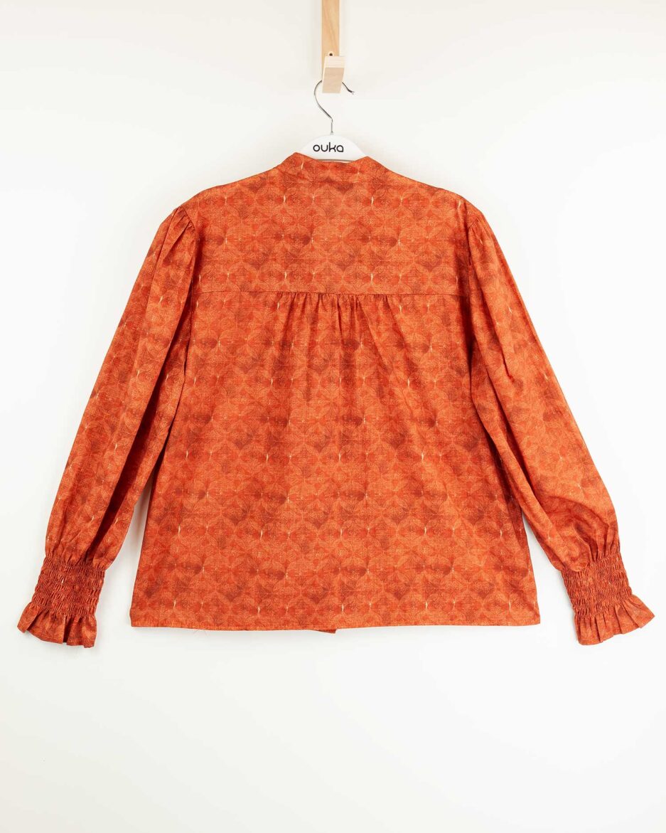 Blusa Mujer Ouka | Estampado Delicado y Manga con Volante