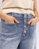 Pantalón flare vaquero azul mujer botones dorados Ouka