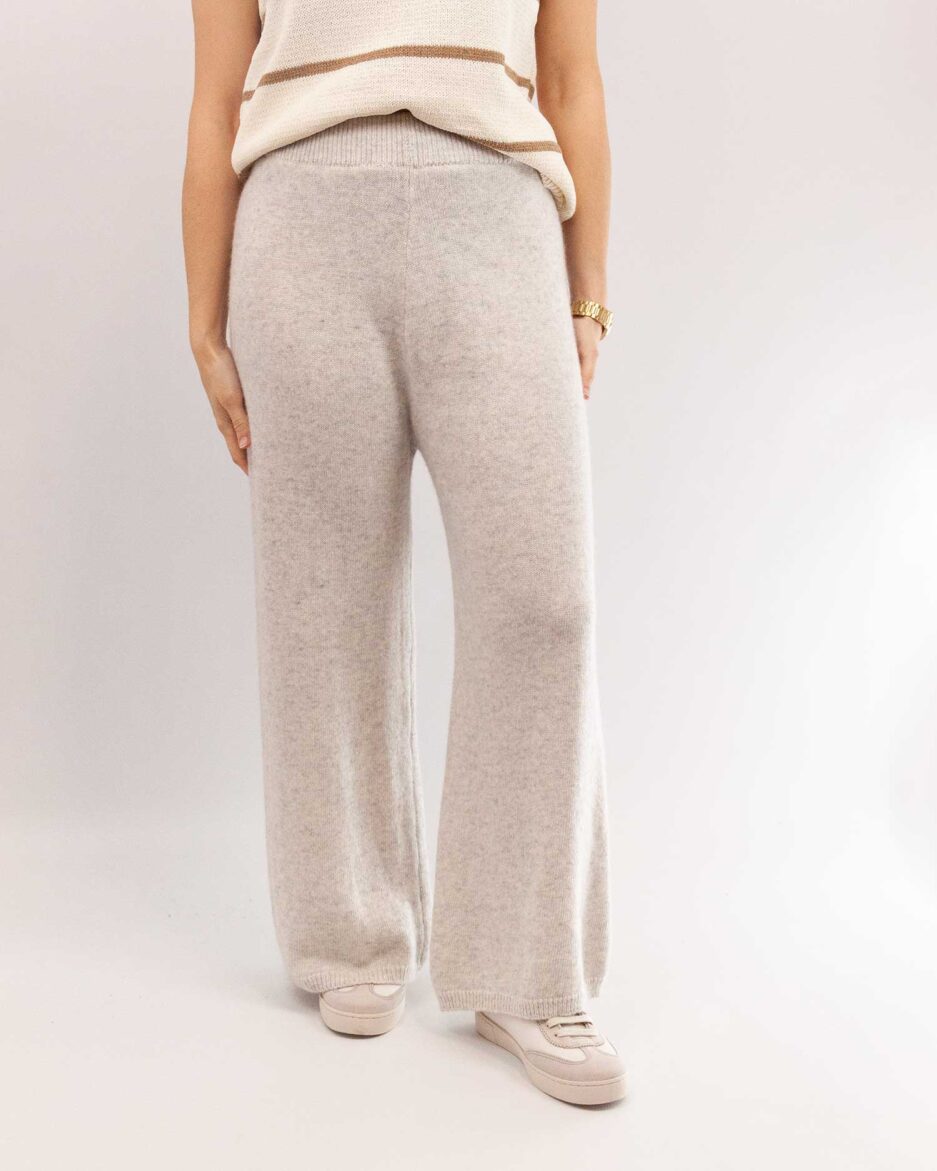 Pantalón mujer punto ancho gris jaspeado Ouka