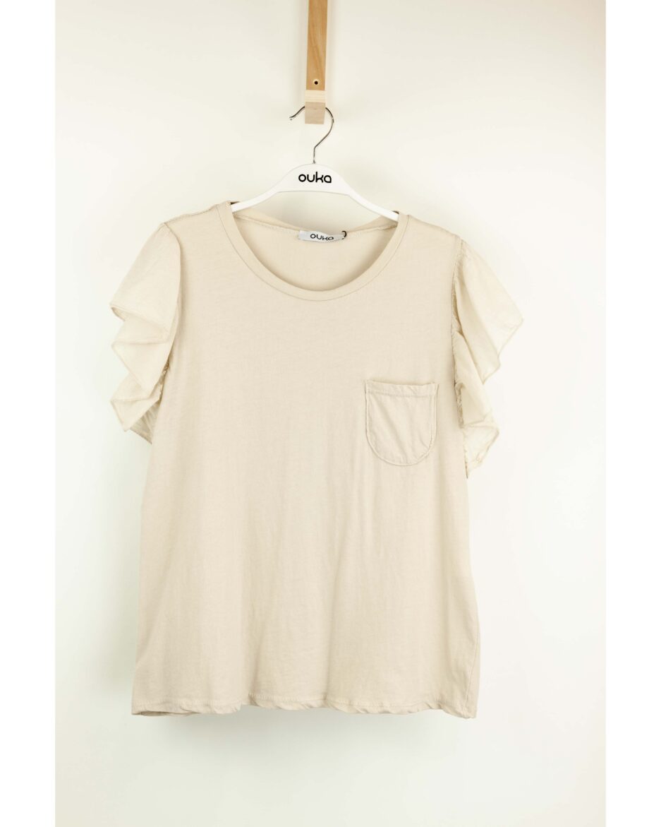 ouka_camiseta_manga_corta_volantes_bolsillo_beige