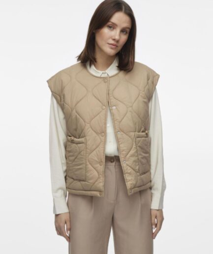 Chaleco acolchado beige mujer VILA otoño-invierno | Ouka