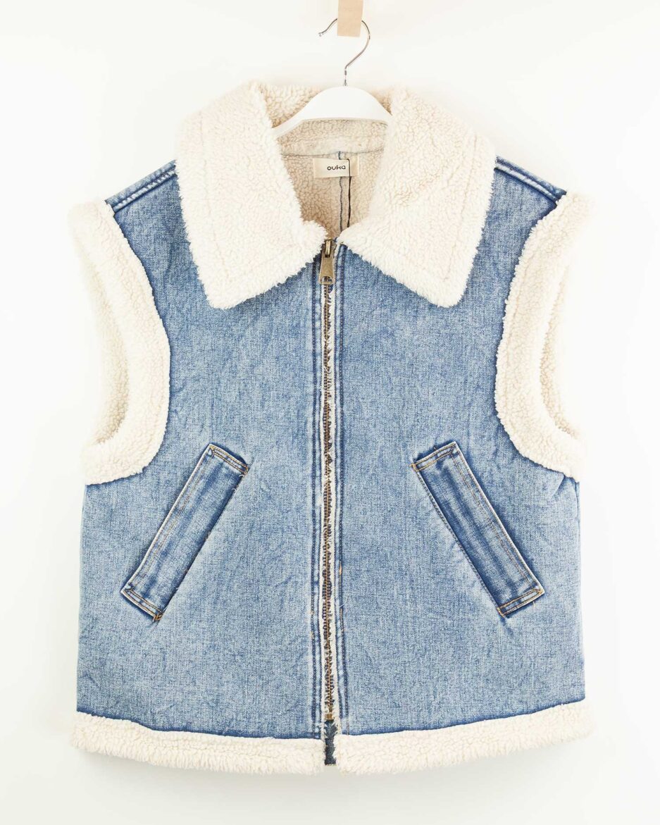 Chaleco Mujer Denim Vaquero Borreguito