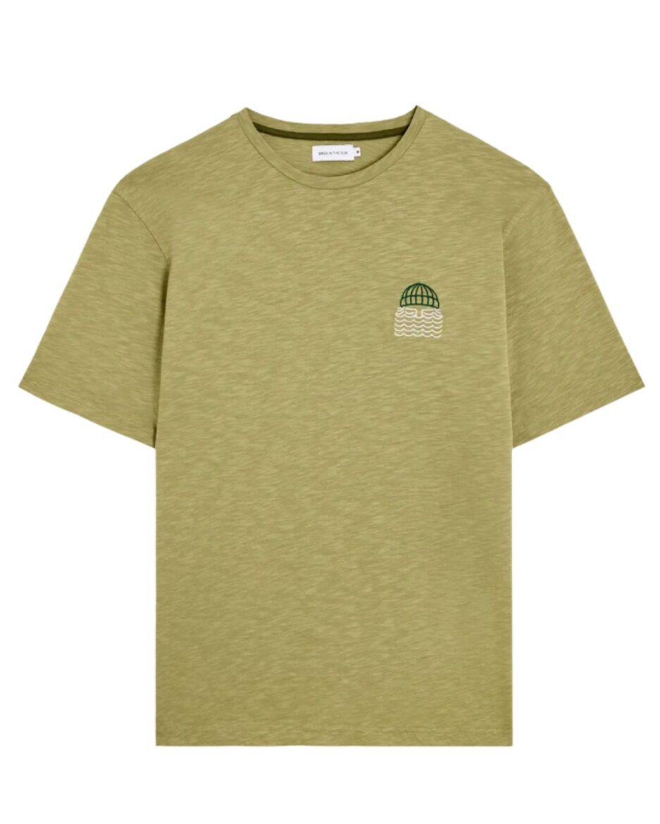 Camiseta Bask In The Sun para hombre con bordado marinero y algodón orgánico GOTS Mini to the sea