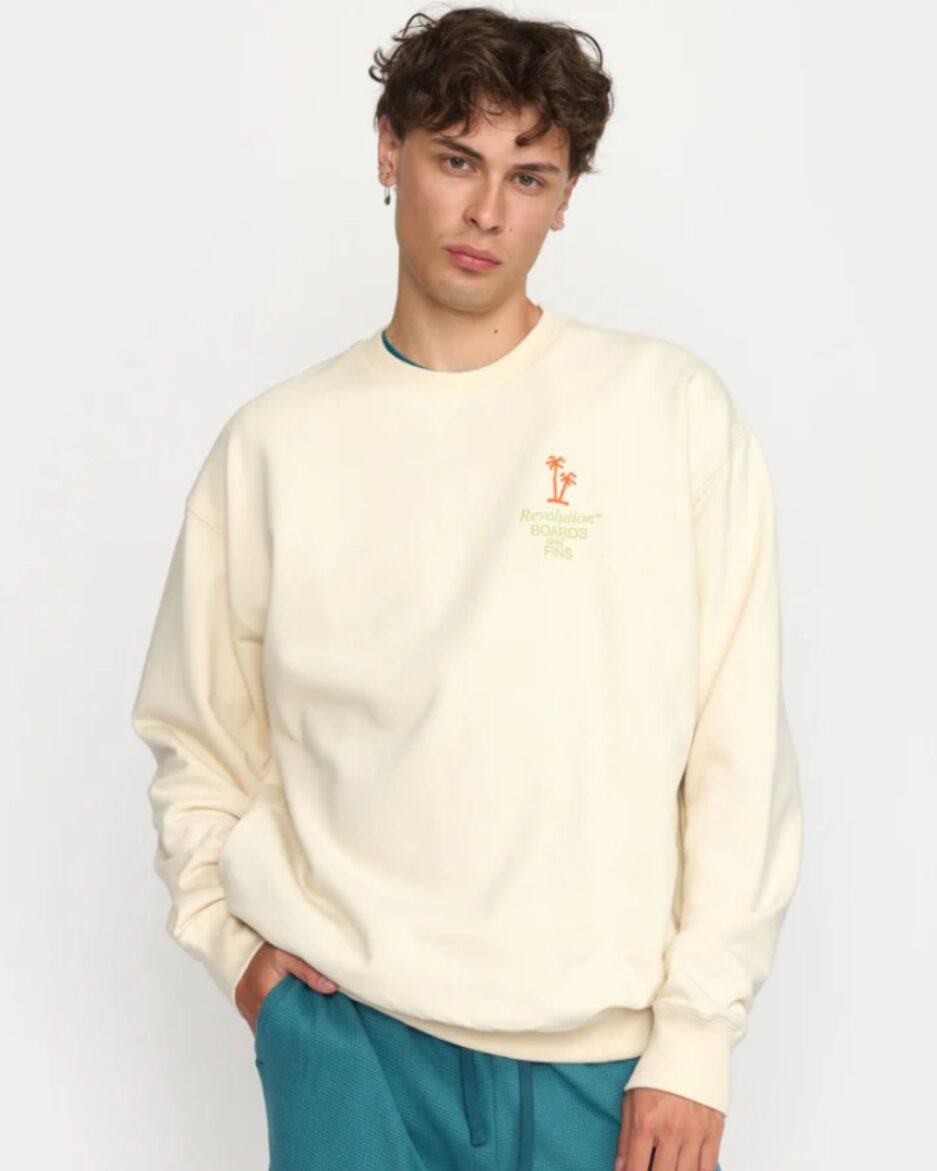 Sudadera beige Revolution 2788 FIN con estampado gráfico urbano en la espalda para hombre