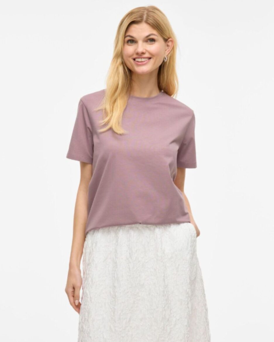 Camiseta VINORA malva algodón orgánico mujer VILA Ouka