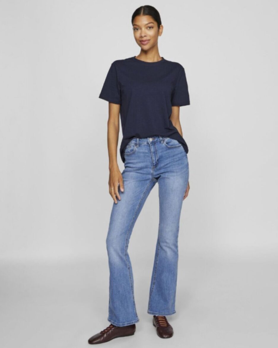 Jeans mujer corte campana VIBETTY azul medio de VILA – Ouka